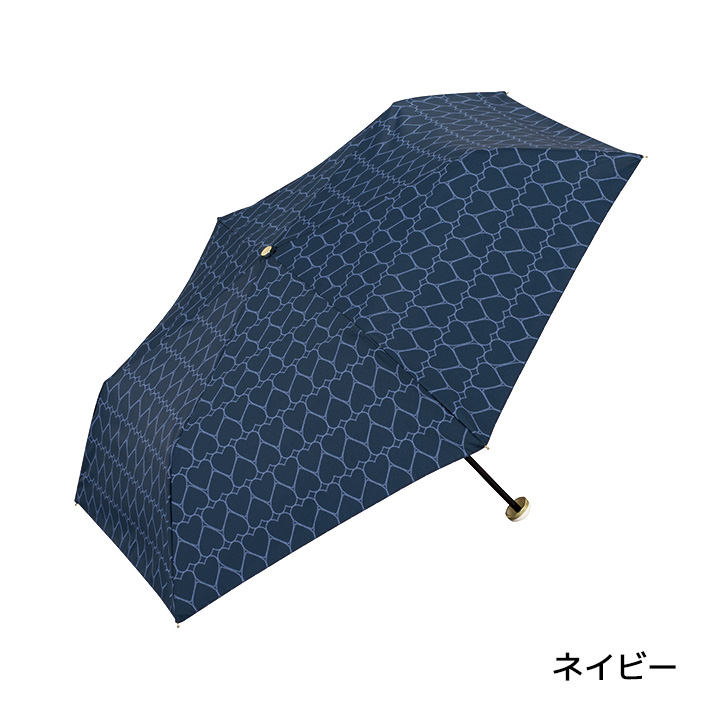 レディース折りたたみ傘 jaggy heart mini, 晴雨兼用 おしゃれなジッパーケース折りたたみ傘