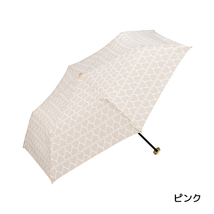 レディース折りたたみ傘 jaggy heart mini, 晴雨兼用 おしゃれなジッパーケース折りたたみ傘