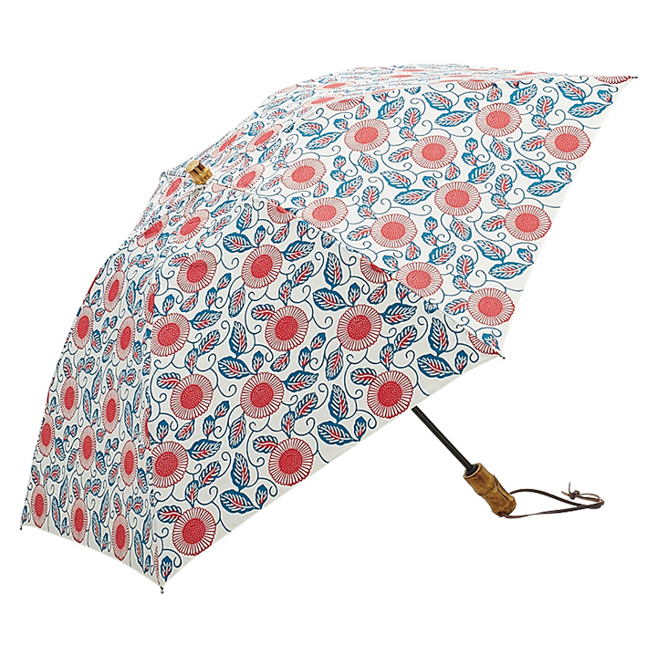 レディース折りたたみ傘 紅型花柄3つ折UV, 晴雨兼用傘 軽量190g