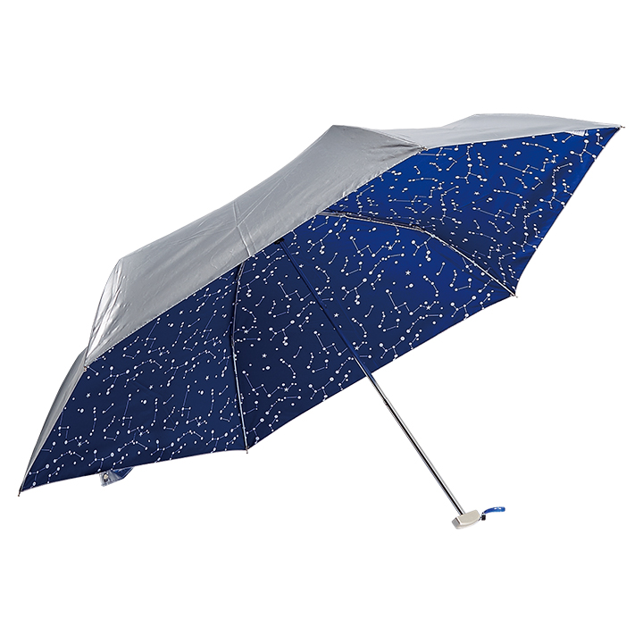 ウォーターフロント レディース折りたたみ傘 ポケフラット55 星座 HUVSZ3F55SH, 日傘にもなる晴雨兼用傘 遮光遮熱傘