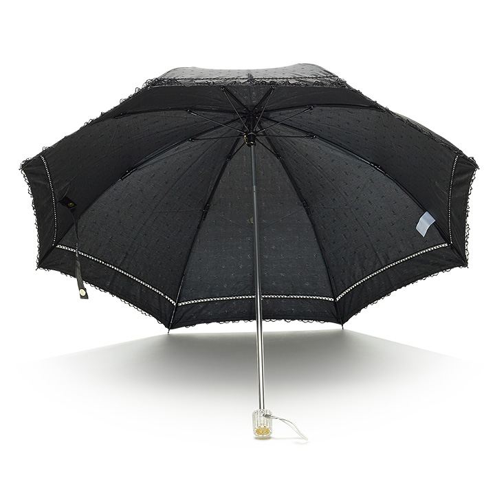 レディース折りたたみ傘 ジャガード二つ折 リボン柄, 晴雨兼用傘