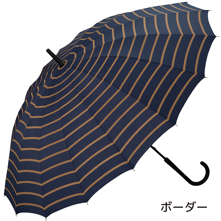 メンズ傘 16本骨傘, 大きい60cm傘 男女兼用傘