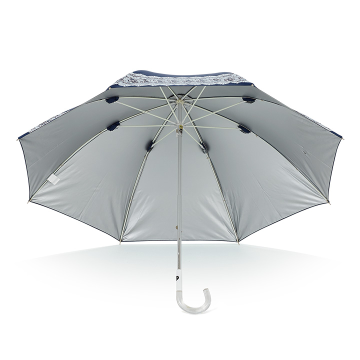 レディース傘 裾レース柄 裏シルバー50cm ショート丈, 遮光遮熱 晴雨兼用傘