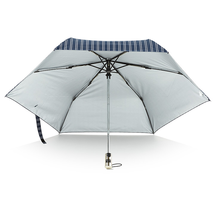 折りたたみ傘 ダブルジャンプ安全式55cm ストライプ柄, 自動開閉 遮光遮熱 晴雨兼用傘