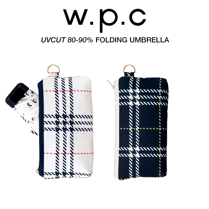 WPC レディース折りたたみ傘 houndstooth mix check mini 千鳥ミックスチェック ミニ ポーチタイプ 451-178 451178, 日傘にもなる晴雨兼用折りたたみ傘