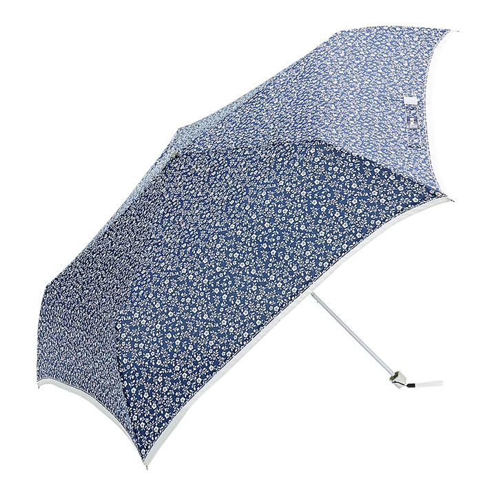 ウォーターフロント レディース折りたたみ傘 ファイブスタープレミアム モノトーンフラワー 5PRMF3F53UH, ステンレス骨の丈夫な傘 晴雨兼用傘