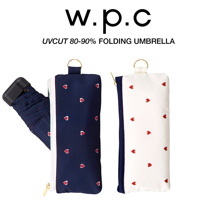 WPC レディース折りたたみ傘 heart mini ハート ミニ ポーチタイプ 770-188 770188, 日傘にもなる晴雨兼用折りたたみ傘