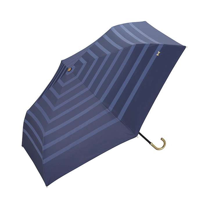 WPC レディース折りたたみ傘 RIBBON BORDER mini スタンダードタイプ 801203, 日傘 PUコーティング 遮光遮熱傘