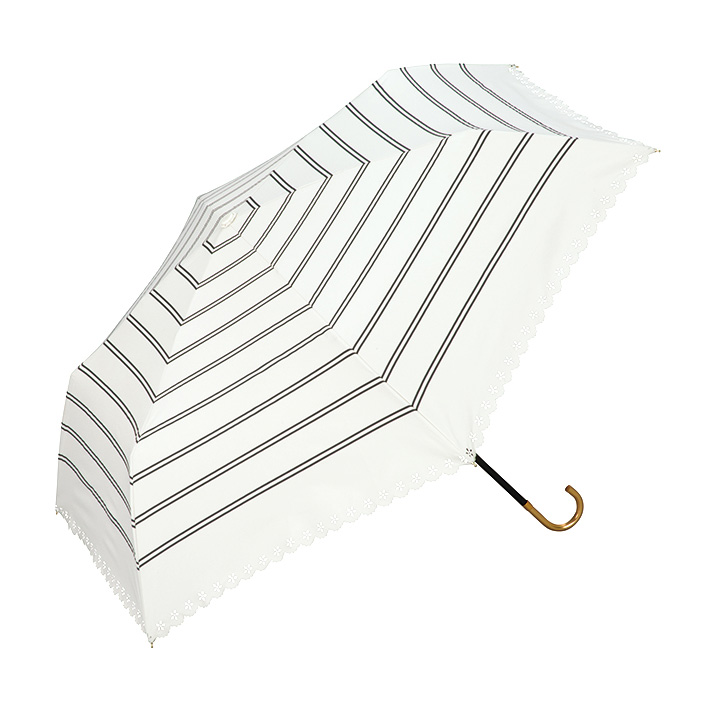 WPC レディース折りたたみ傘 BORDER HEAT CUT mini スタンダードタイプ 801306, 晴雨兼用 遮光遮熱折りたたみ傘
