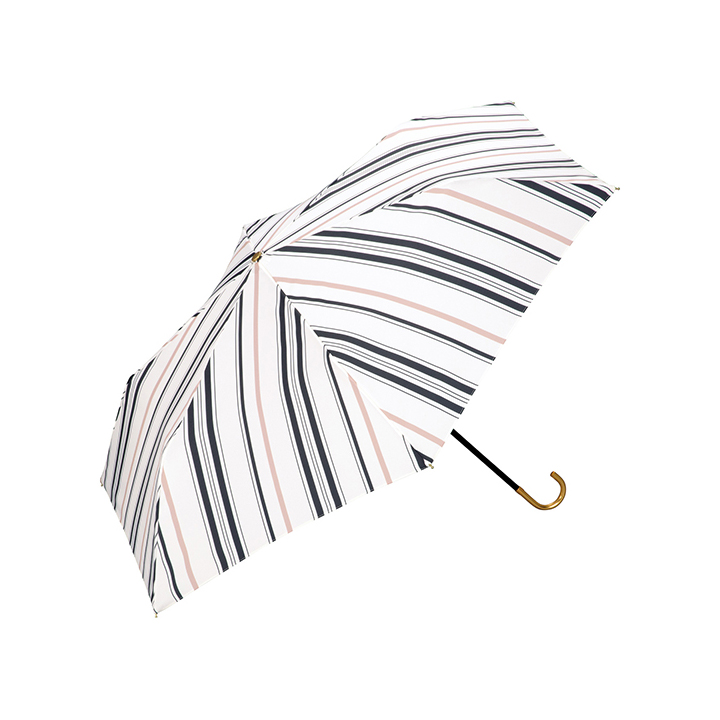 WPC レディース折りたたみ傘 mix stripe mini ミックスストライプ ミニ スタンダードタイプ 909-018 909018, 日傘にもなる晴雨兼用折りたたみ傘