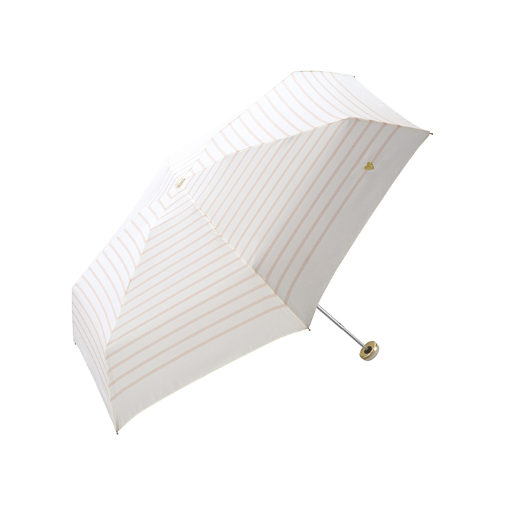 WPC レディース折りたたみ傘 heart & border gold mini ハート＆ボーダー ミニ ジッパーケースタイプ 951-128 951128, 日傘にもなる晴雨兼用折りたたみ傘
