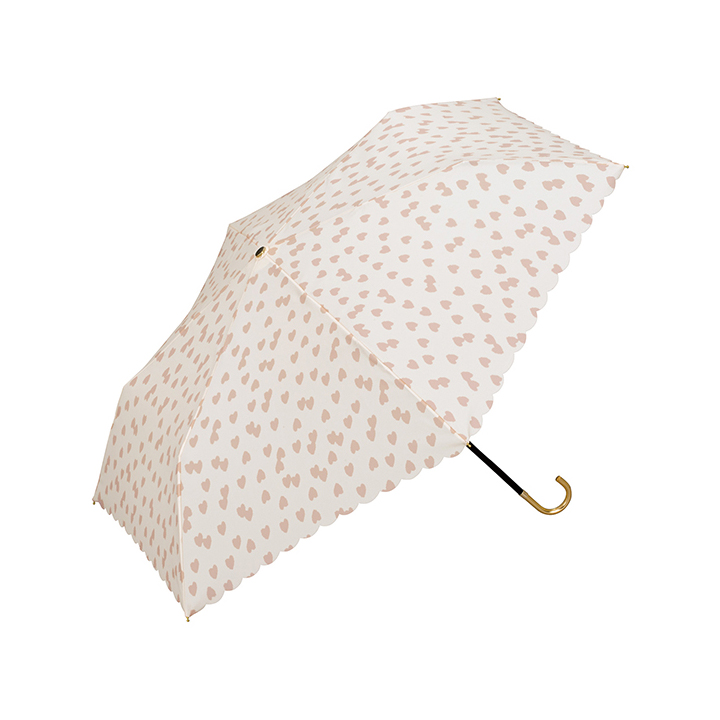 WPC レディース折りたたみ傘 fluffy heart mini フラッフィーハート ミニ スタンダードタイプ 963-017 963017, 日傘にもなる晴雨兼用折りたたみ傘