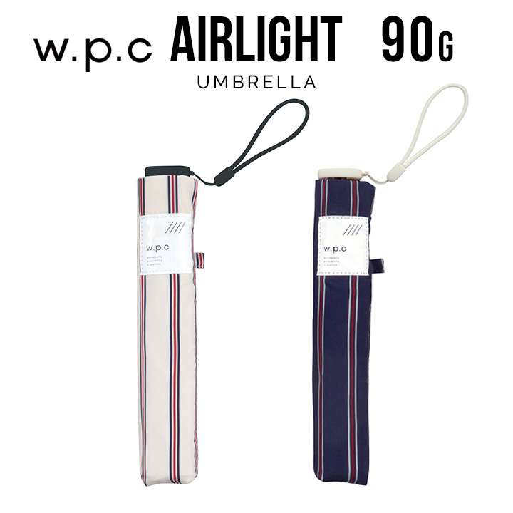 WPC レディース折りたたみ傘 Air-light Umbrella ストライプ AL007, 晴雨兼用 超軽量90g