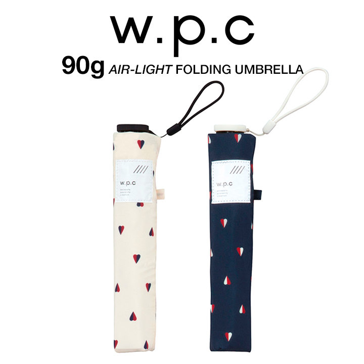 WPC レディース折りたたみ傘 Air-light Umbrella ツインハート AL006 AL006, 晴雨兼用 超軽量90g