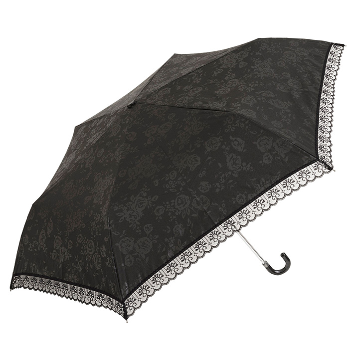 ウォーターフロント レディース折りたたみ傘 エンボス花柄 裏シルバー三折 EB3F50SH, 日傘にもなる晴雨兼用の遮光遮熱傘