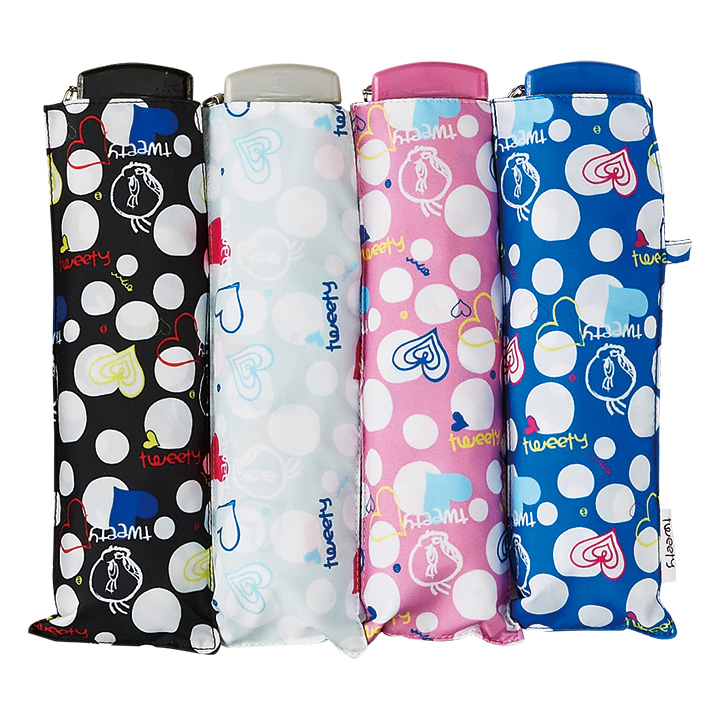 レディース折りたたみ傘 ポケフラットトゥイーティーUV, 晴雨兼用傘 軽量165g